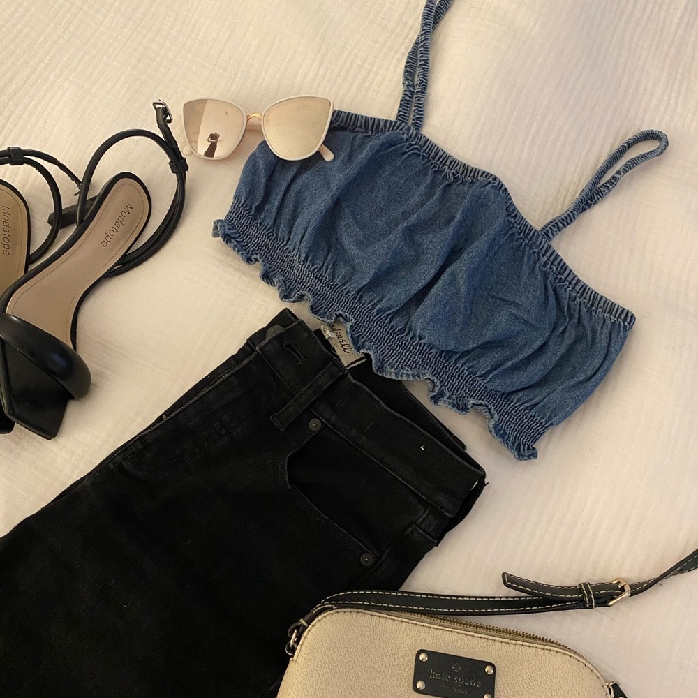 American Eagle Outfitters Blue Denim Crop Top